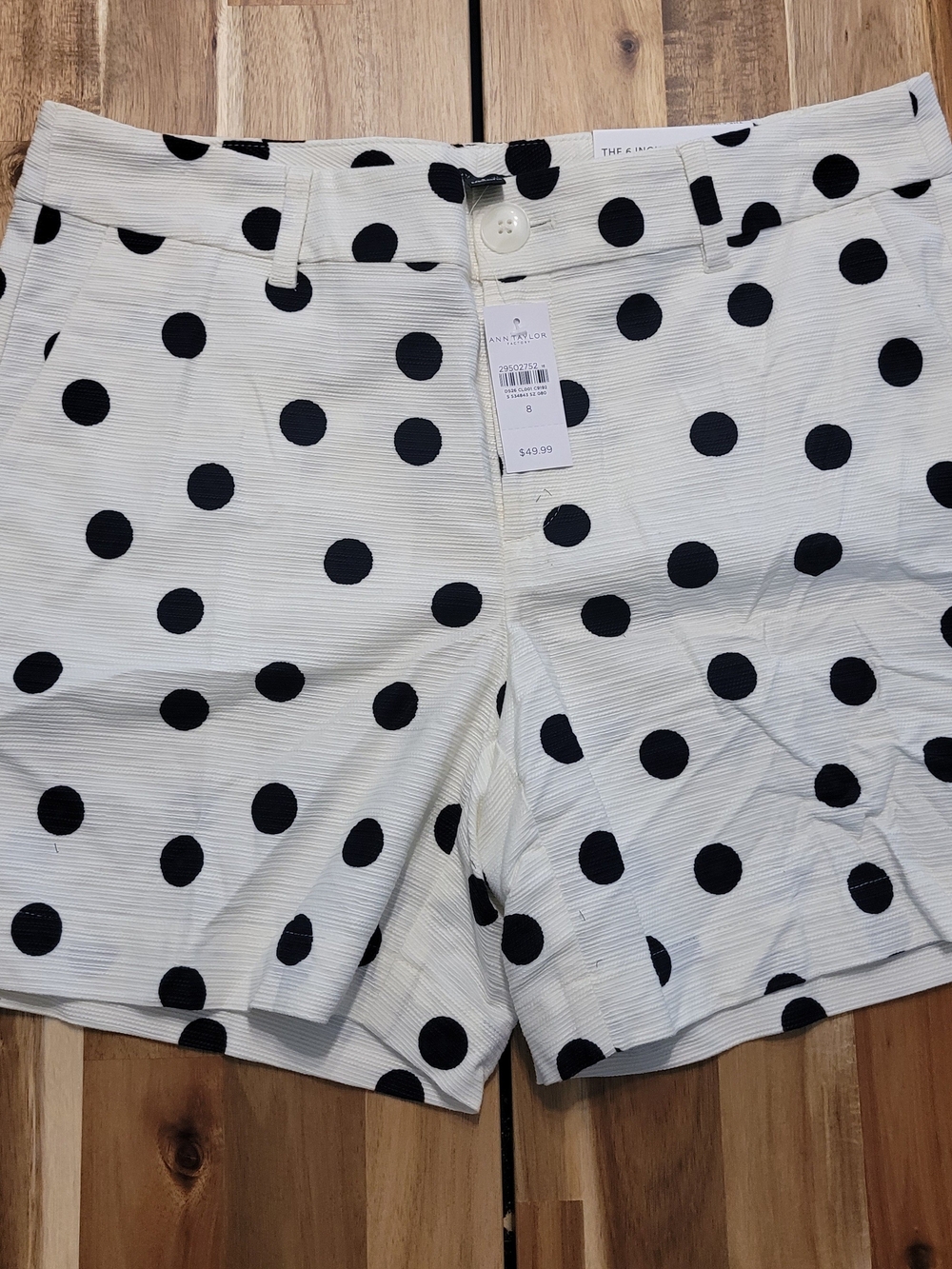 Ann Taylor White Shorts with Black Polka Dots
